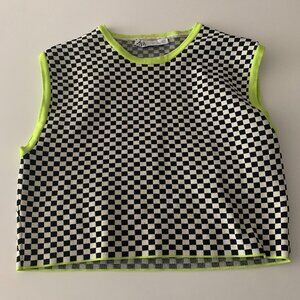 ZARA Cropped Checkered Sweatervest